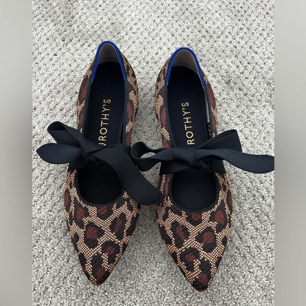 Rothy's Point Leopard Flats with Bow